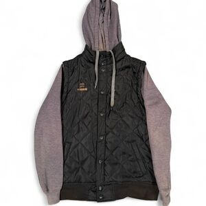 JNCO Black Quilted Vest with Gray Hoodie